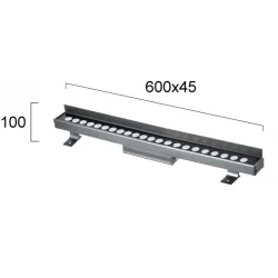 LED Γραμμικό Wall Washer Αλουμινίου Σε Ανθρακί L:600 IP66 Marvel VIOKEF