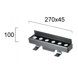 LED Γραμμικό Wall Washer Αλουμινίου Σε Ανθρακί L:270 IP66 Marvel VIOKEF