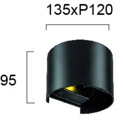 LED Μεταλλικό Επίτοιχο Φωτιστικό 6W Στρογγυλό Σε Μαύρο Greg VIOKEF IP44