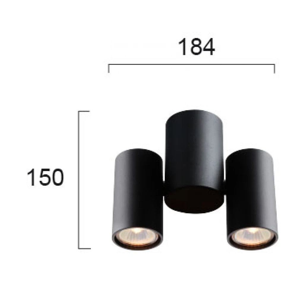 Σποτ Δίφωτο Οροφής Σε Μαύρο Χρώμα 2x GU10 Η:150 Nobby VIOKEF