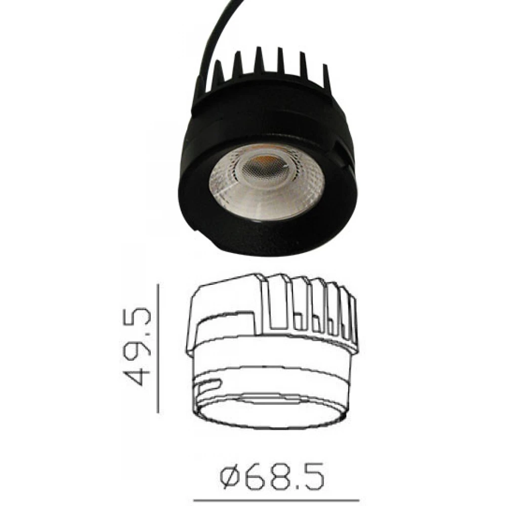 Led Module Μαύρο Για Βάσεις 3000K Θερμό Λευκό Dimmable Top Spot Dim Viokef