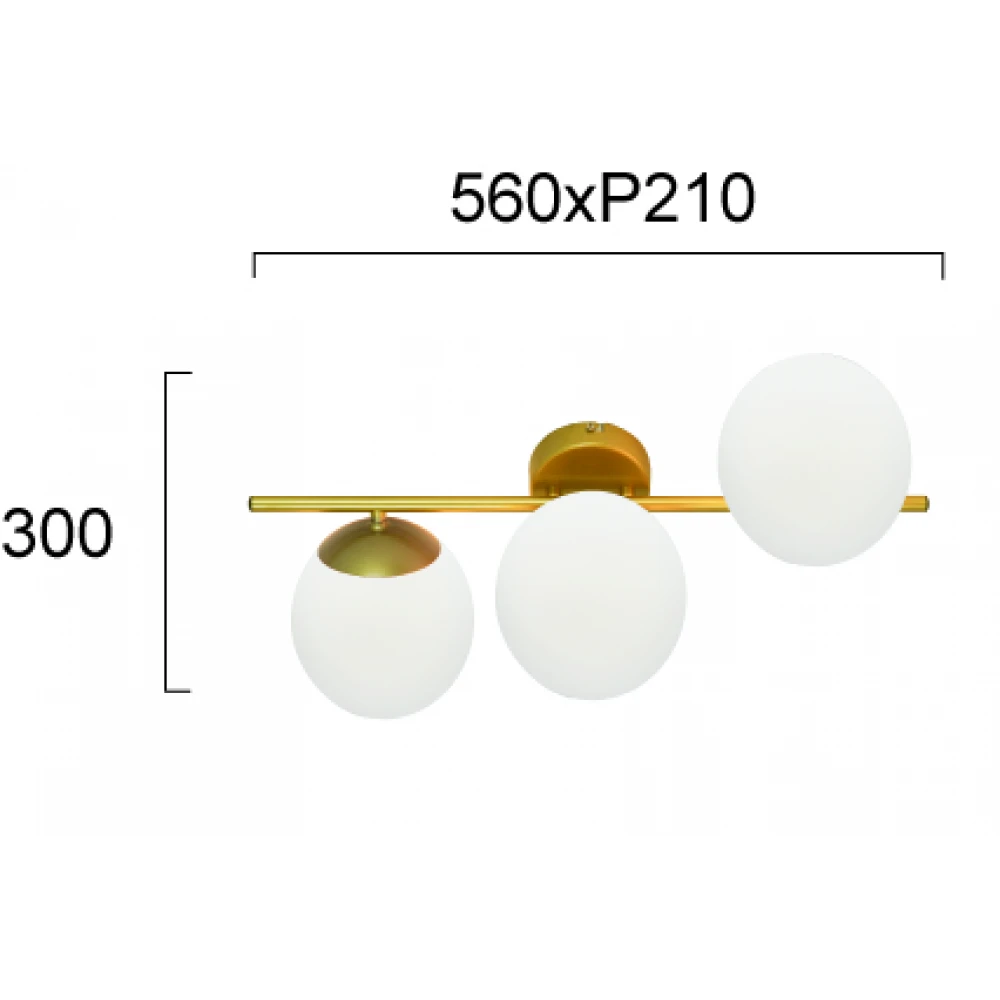 Απλίκα Χρυσή Τρίφωτη Με Οπάλ Σατινάτο Γυαλί 3x E27 FLORIS - Viokef