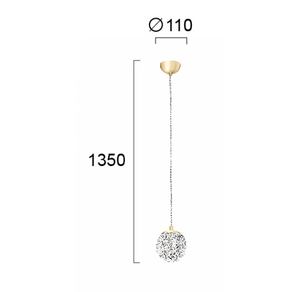 Κρεμαστό Φωτιστικό Χρυσό με Ντουί G9 11x135x135εκ. Diamond Viokef