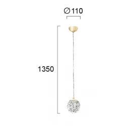 Κρεμαστό Φωτιστικό Χρυσό με Ντουί G9 11x135x135εκ. Diamond Viokef