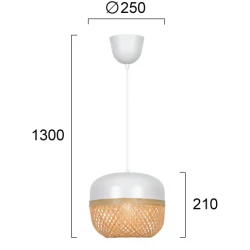 Κρεμαστό Φωτιστικό Μονόφωτο Από Μπαμπού 1xE27 40W Saline - VIOKEF