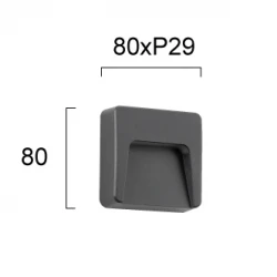 Aπλίκα Aνθρακί Square LED 2W IP65 L:80 Cop - Viokef