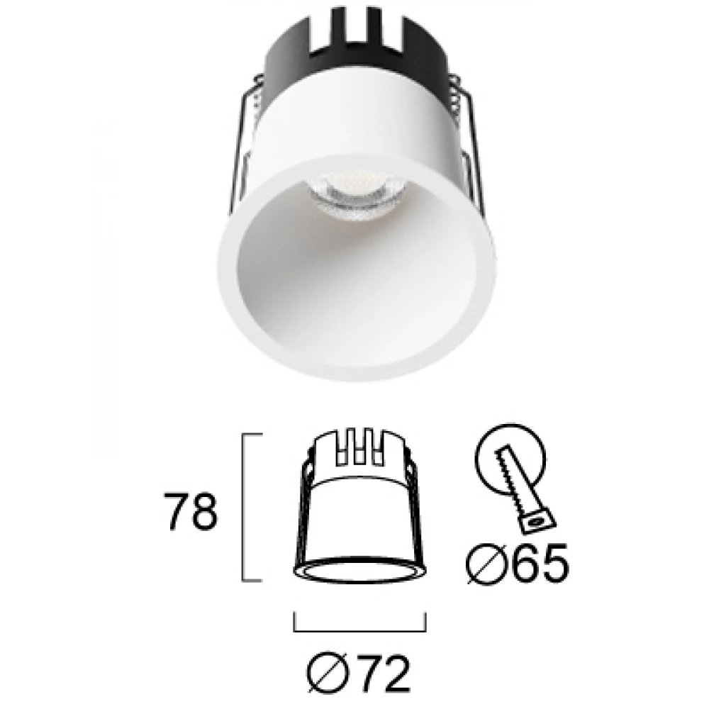 Σποτ Χωνευτό Λευκό D:72 with CCT switch Triac Dim Dylan VIOKEF