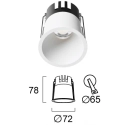 Σποτ Χωνευτό Λευκό D:72 with CCT switch Triac Dim Dylan VIOKEF