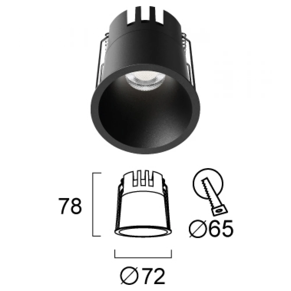 Σποτ Χωνευτό Μαύρο D:72 with CCT switch Triac Dim Dylan VIOKEF