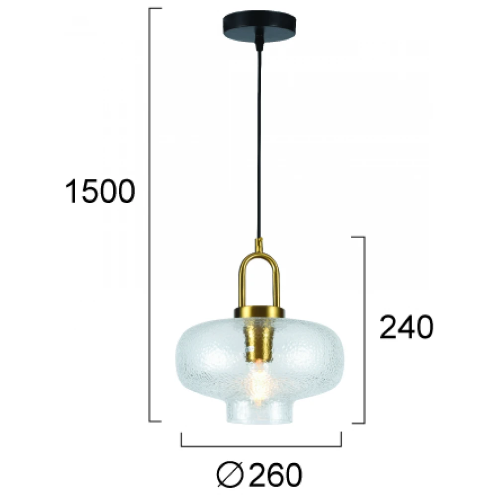 LED Κρεμαστό Φωτιστικό Μονόφωτο Διάφανο D:260 Oslo - Viokef