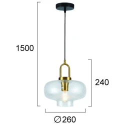 LED Κρεμαστό Φωτιστικό Μονόφωτο Διάφανο D:260 Oslo - Viokef