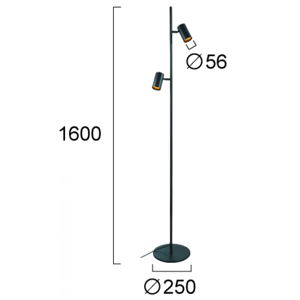 LED Φωτιστικό Δαπέδου Μαύρο 2xGU10 Sid - Viokef