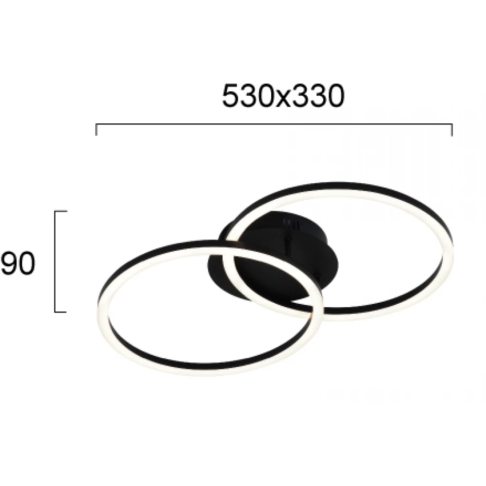 LED Φωτιστικό Οροφής 2/Φωτο Μαύρο 28W Livia