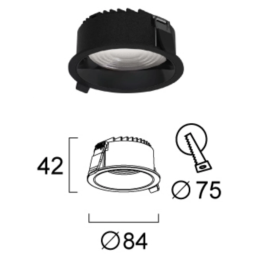 Σποτ Χωνευτό Σε Μαύρο Χρώμα D:84 Luigi VIOKEF