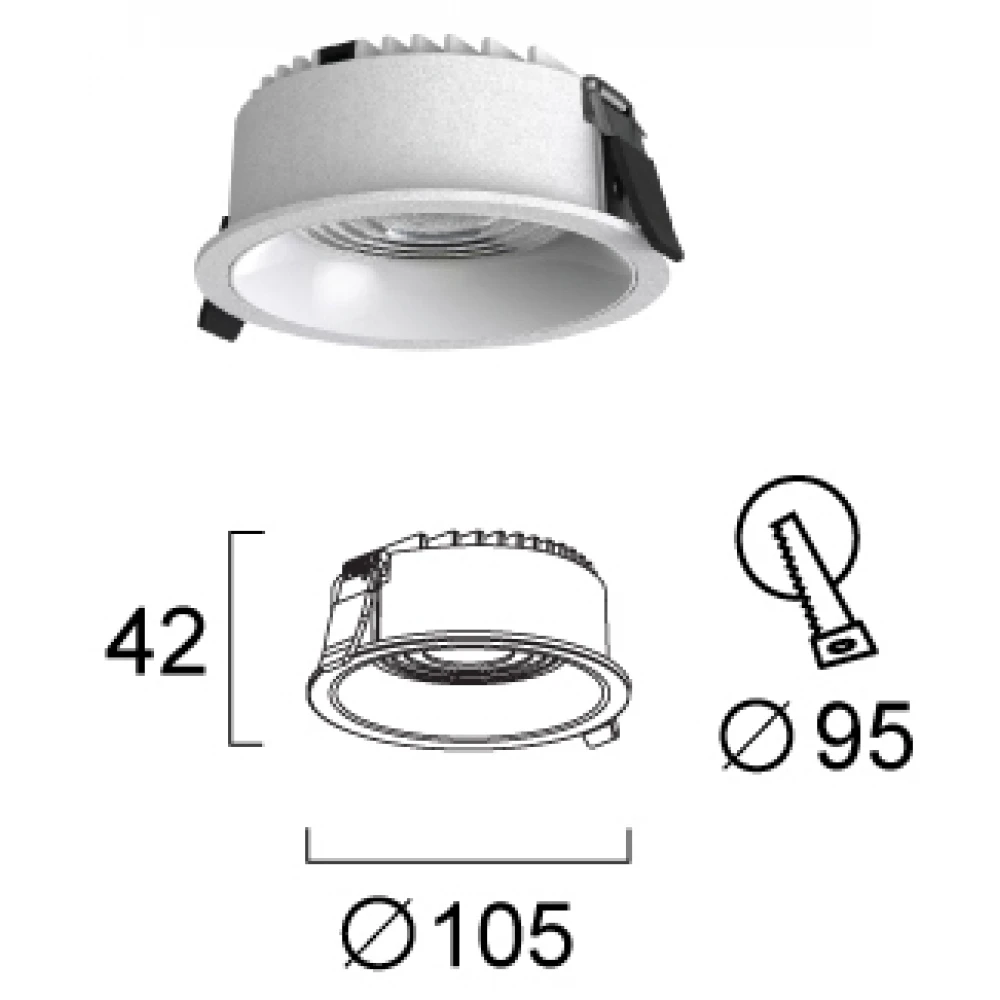 Σποτ Χωνευτό Σε Λευκό Χρώμα D:105 Luigi VIOKEF