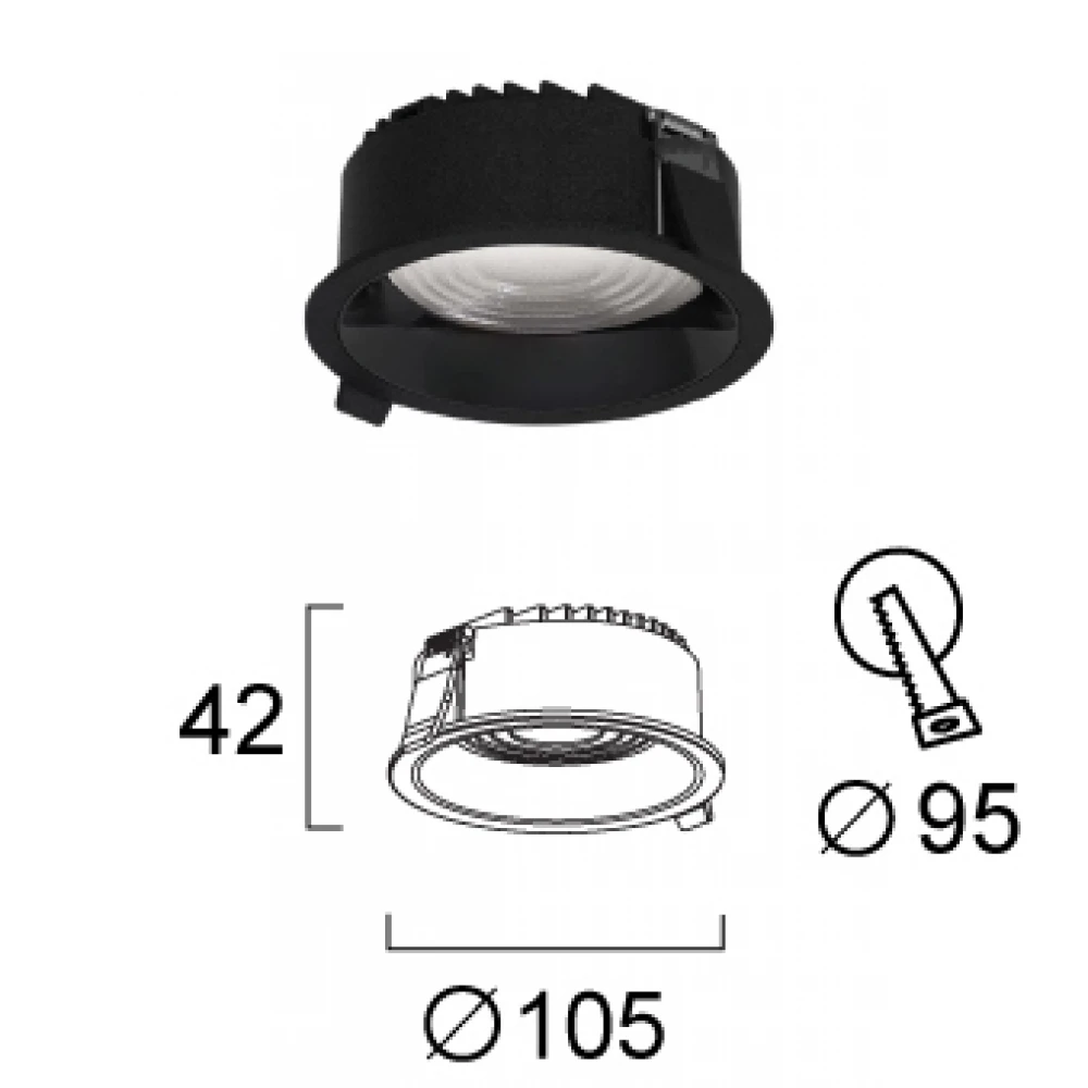 Σποτ Χωνευτό Σε Μαύρο Χρώμα D:105 Luigi VIOKEF