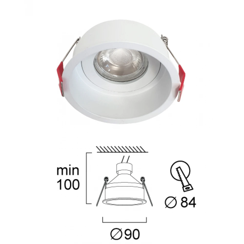 Σποτ Χωνευτό Λευκό 1xGU10 D:90 Dalas VIOKEF