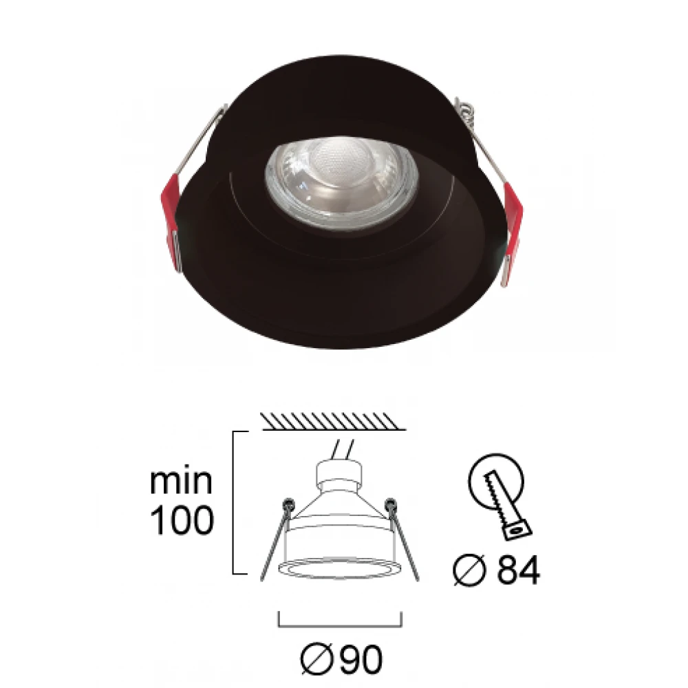 Σποτ Χωνευτό Μαύρο 1xGU10 D:90 Dalas VIOKEF