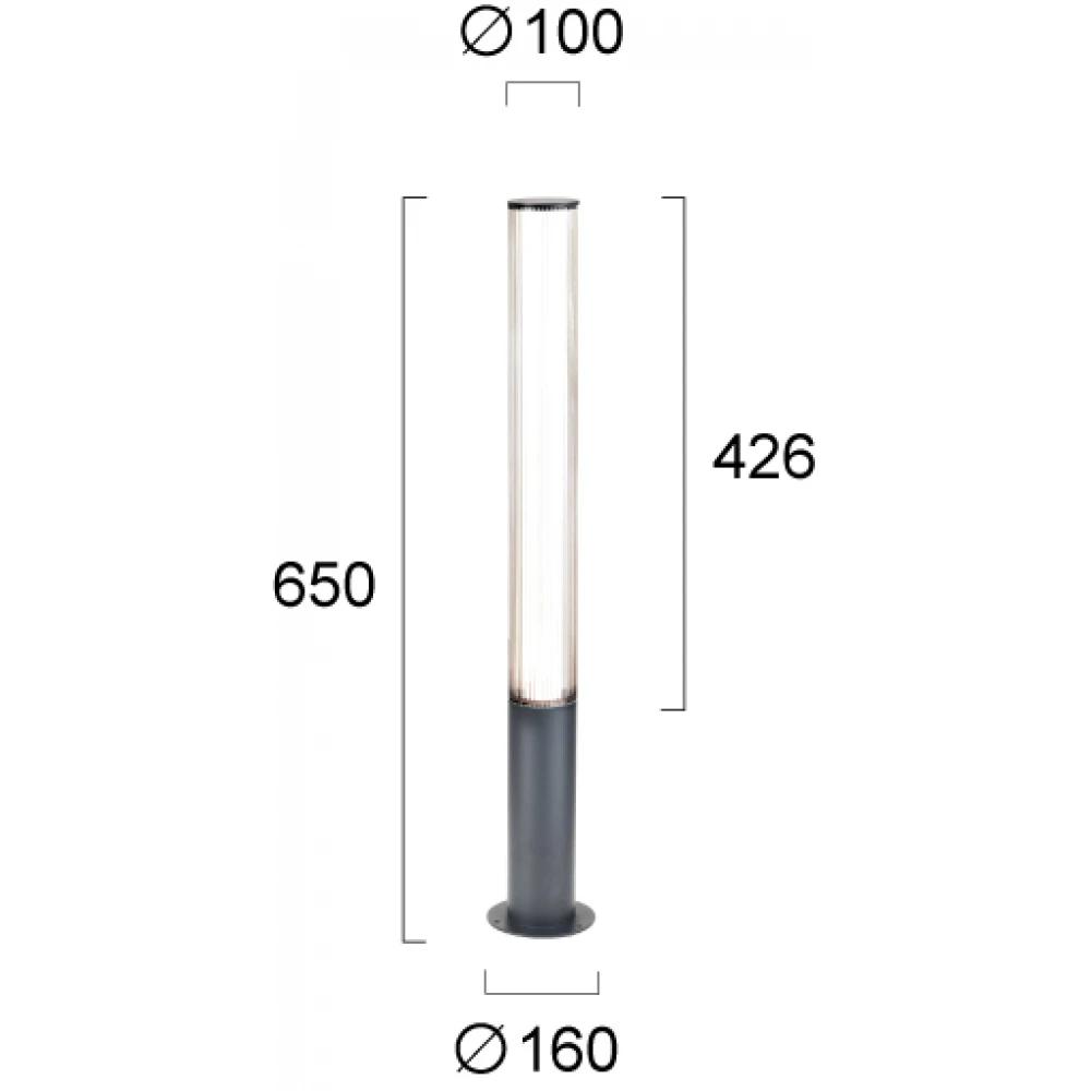 Εξωτερικό Κολωνάκι Αλουμινίου H650 Σε Ανθρακί Χρώμα 3000K Monaco VIOKEF