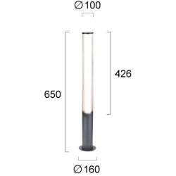 Εξωτερικό Κολωνάκι Αλουμινίου H650 Σε Ανθρακί Χρώμα 3000K Monaco VIOKEF