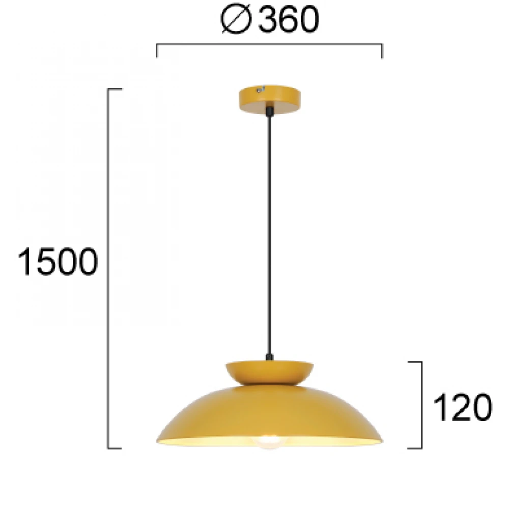 Κρεμαστό Φωτιστικό Μονόφωτο Κίτρινο E27 Superb - VIOKEF