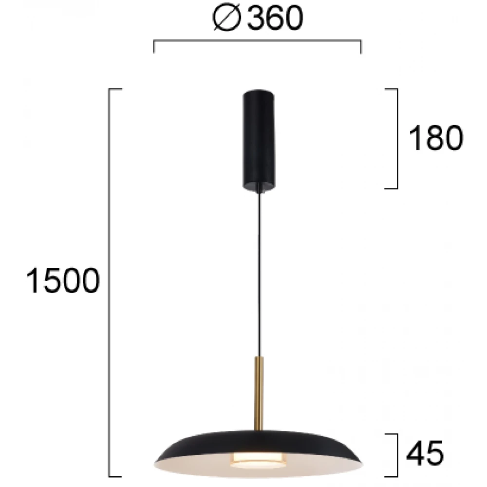 Κρεμαστό Φωτιστικό Μονόφωτο Μαύρο Nudo 11W 3000K / 4000K / 6000K Με CCT switch - VIOKEF