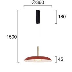 Κρεμαστό Φωτιστικό Μονόφωτο Κόκκινο Nudo 11W 3000K / 4000K / 6000K Με CCT switch - VIOKEF