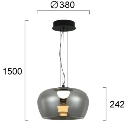 Κρεμαστό Φωτιστικό Με Γυαλί Σε Φιμέ Χρώμα 20W 3000K VIOKEF