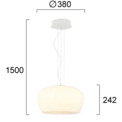 Κρεμαστό Φωτιστικό Με Γυαλί Σε Λευκό Χρώμα 20W 3000K VIOKEF