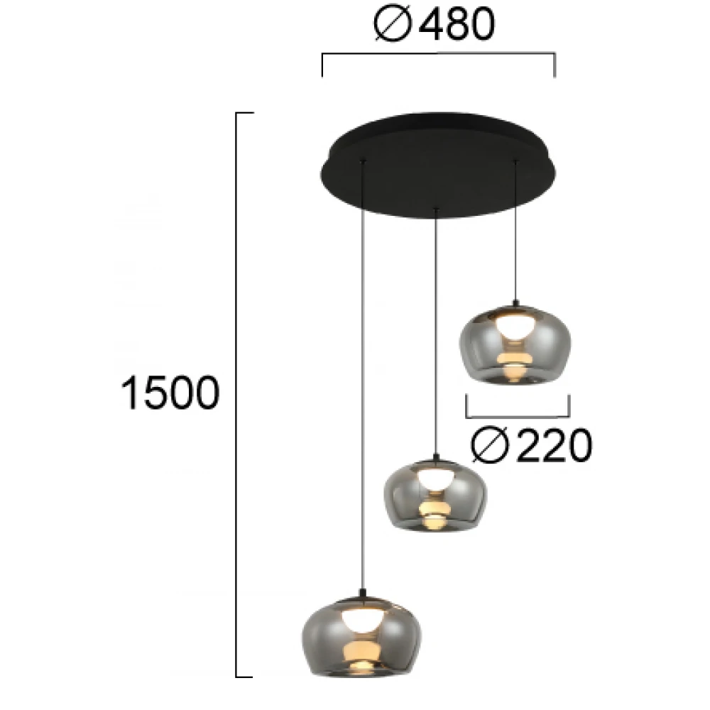 LED Κρεμαστό Φωτιστικό 3/Φωτο 35W Nadia - Viokef