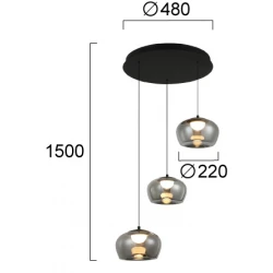 LED Κρεμαστό Φωτιστικό 3/Φωτο 35W Nadia - Viokef