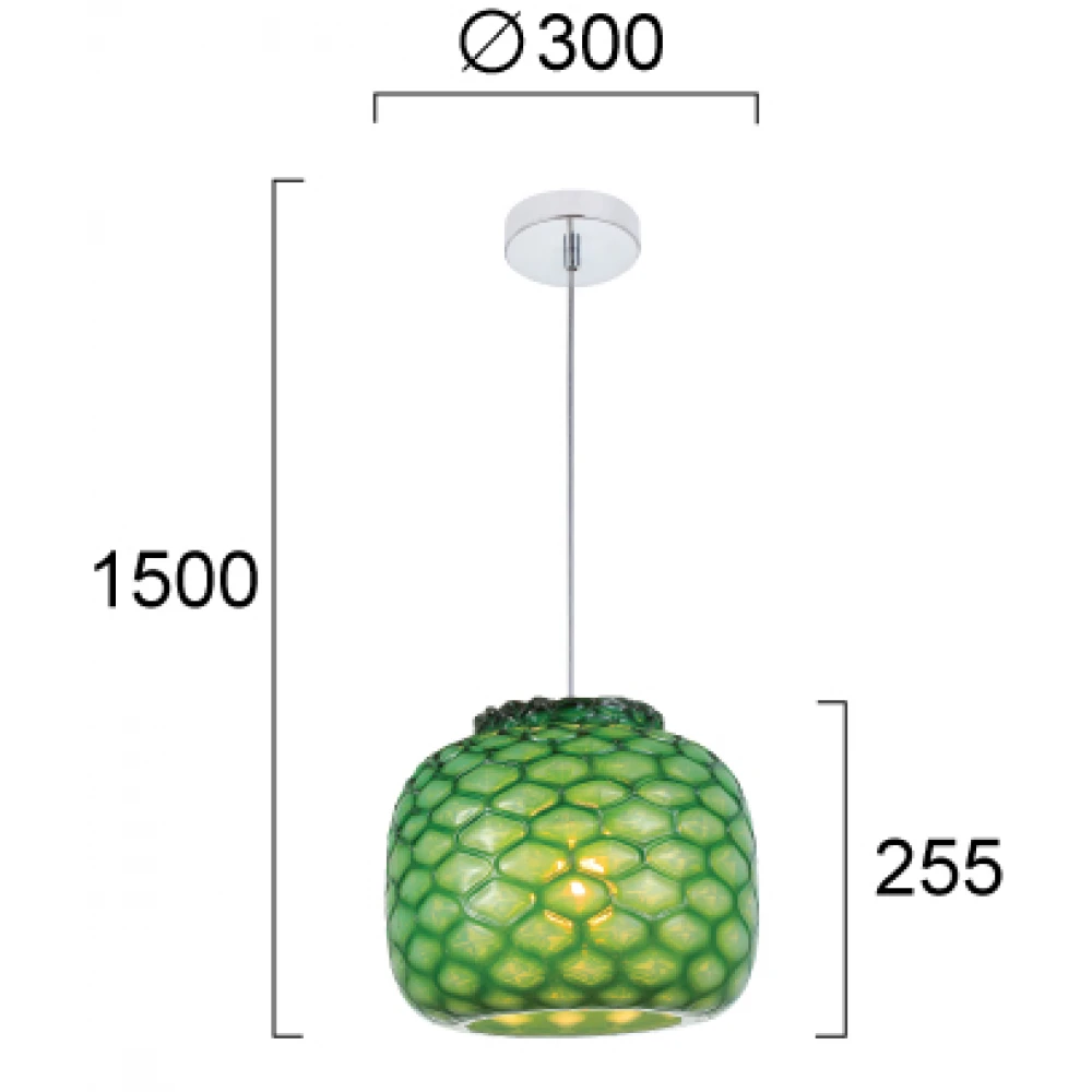 LED Κρεμαστό Φωτιστικό Μονόφωτο Πράσινο D:300 Felicia - Viokef