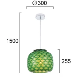 LED Κρεμαστό Φωτιστικό Μονόφωτο Πράσινο D:300 Felicia - Viokef