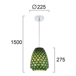 LED Κρεμαστό Φωτιστικό Μονόφωτο Πράσινο D:225 Felicia - Viokef