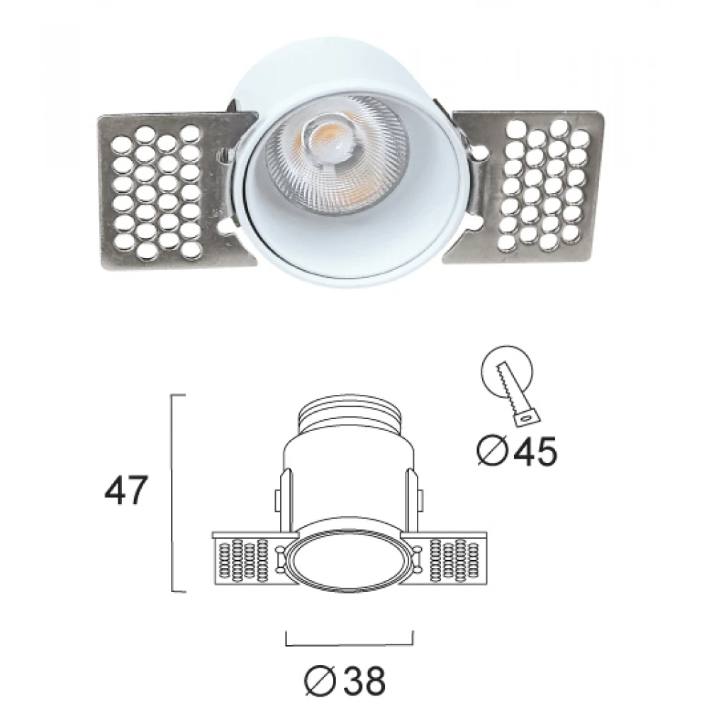 Σποτ Χωνευτό Λευκό 4W 3000K Trimless Andy VIOKEF