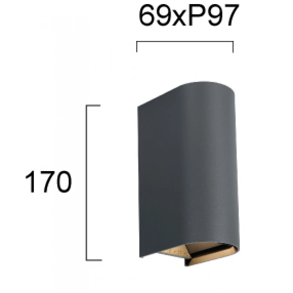 Φωτιστικό Τοίχου Ανθρακί 10W IP65 Azores - Viokef