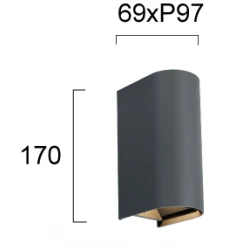 Φωτιστικό Τοίχου Ανθρακί 10W IP65 Azores - Viokef