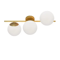 Απλίκα Χρυσή Τρίφωτη Με Οπάλ Σατινάτο Γυαλί 3x E27 FLORIS - Viokef