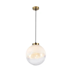 Κρεμαστό Φωτιστικό Μονόφωτο Σε Διάφανο/Λευκό Χρώμα 1xE27 40Wmax D:300 Vana - Viokef