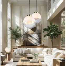 Κρεμαστό Φωτιστικό Μονόφωτο Σε Διάφανο/Λευκό Χρώμα 1xE27 40Wmax D:300 Vana - Viokef