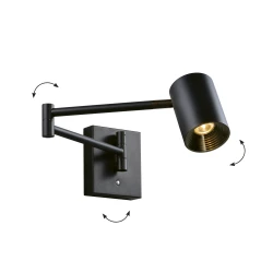 LED Φωτιστικό Τοίχου Ρυθμιζόμενο Μαύρο 8W 3000K Melina VIOKEF