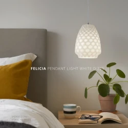 LED Κρεμαστό Φωτιστικό Μονόφωτο Λευκό D:225 Felicia - Viokef