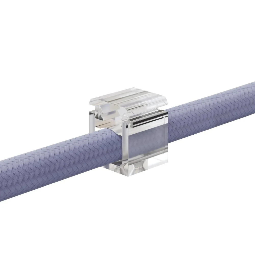 Σετ 4 Cube Clip Διάφανο - Mini Στηρίγματα Τοίχου-Οροφής για υφασμάτινο Kαλώδιο Creative Cables