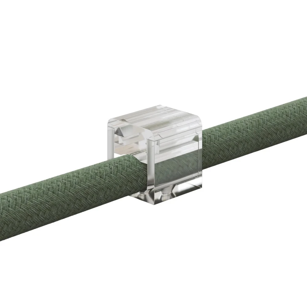 Σετ 4 Cube Clip Διάφανο - Mini Στηρίγματα Τοίχου-Οροφής για υφασμάτινο Kαλώδιο Creative Cables