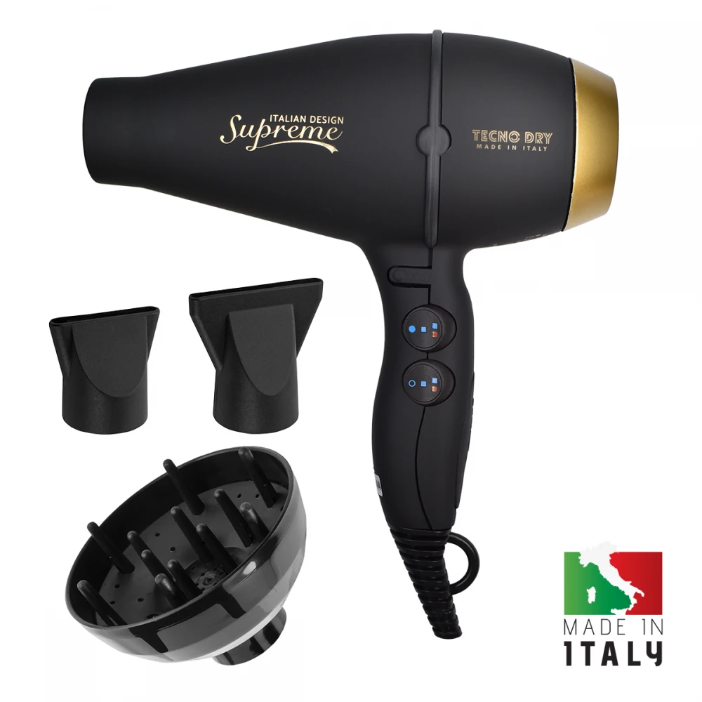 Supreme Black Luxury Line - Επαγγελματικό Πιστολάκι Μαλλιών Με 2 Στόμια & Φυσούνα 2500 W