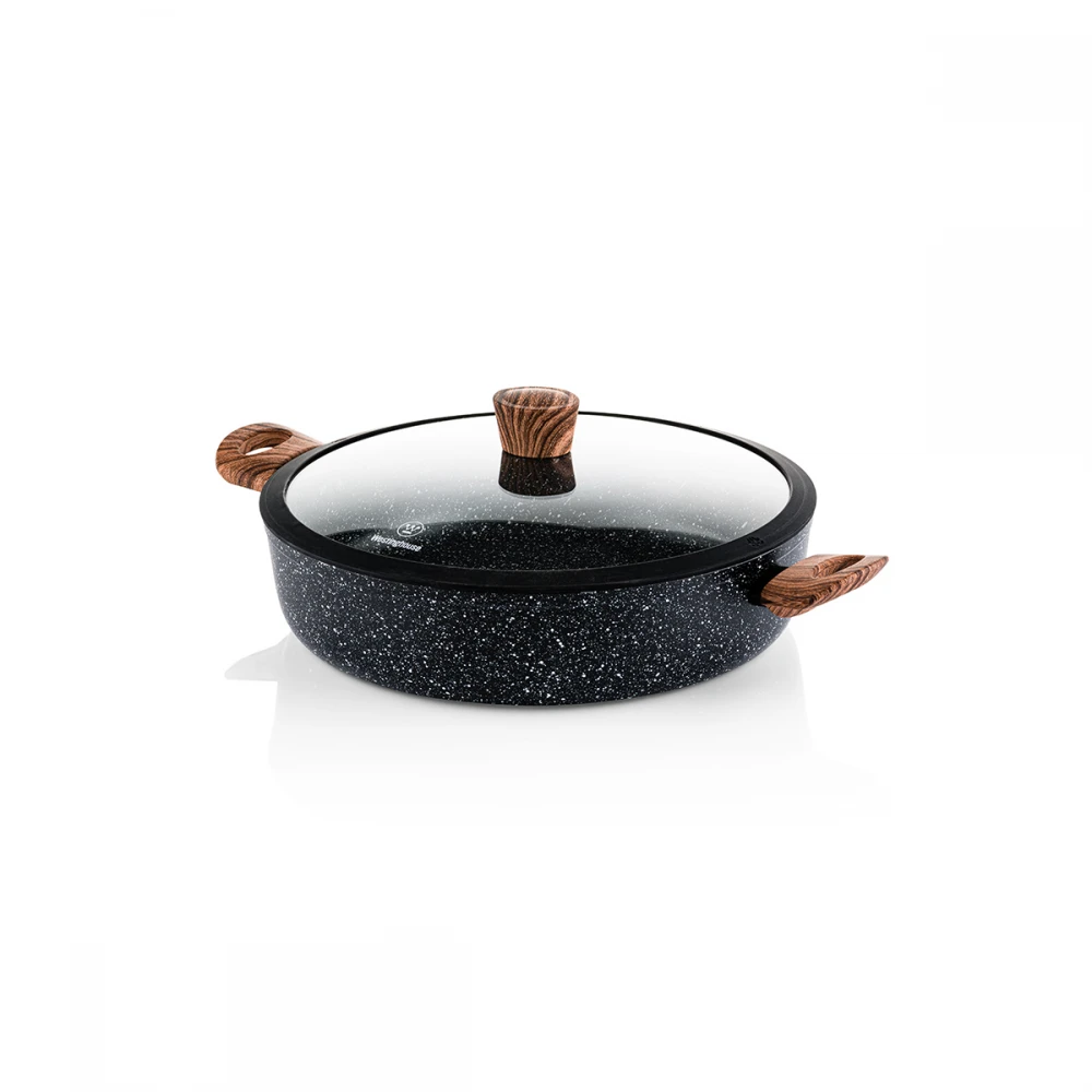 WCCC0085L28MBB - Ρηχή Κατσαρόλα Από Αλουμίνιο 3. 7 Lt / 28 cm Με Αντικολλητική Επίστρωση Μάρμαρου & Γυάλινο Καπάκι