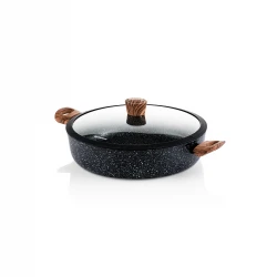 WCCC0085L28MBB - Ρηχή Κατσαρόλα Από Αλουμίνιο 3. 7 Lt / 28 cm Με Αντικολλητική Επίστρωση Μάρμαρου & Γυάλινο Καπάκι