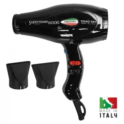 Superpower 6000 Black 6000 Line - Επαγγελματικό Πιστολάκι Μαλλιών Με 2 Στόμια 2500 W