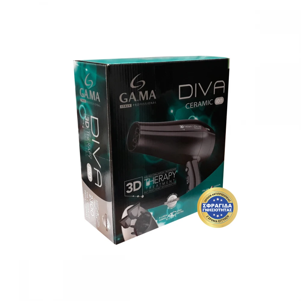DIVA CERAMIC 3D - Επαγγελματικό Πιστολάκι Μαλλιών Με Φυσούνα 2300 W