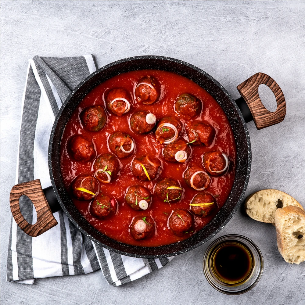 WCCC0085L28MBB - Ρηχή Κατσαρόλα Από Αλουμίνιο 3. 7 Lt / 28 cm Με Αντικολλητική Επίστρωση Μάρμαρου & Γυάλινο Καπάκι